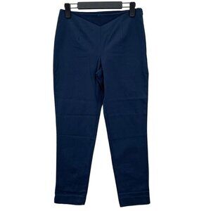 Boston Proper Trouser Pants Womens 6 Slim Ankle Navy Blue Side Zip NEW